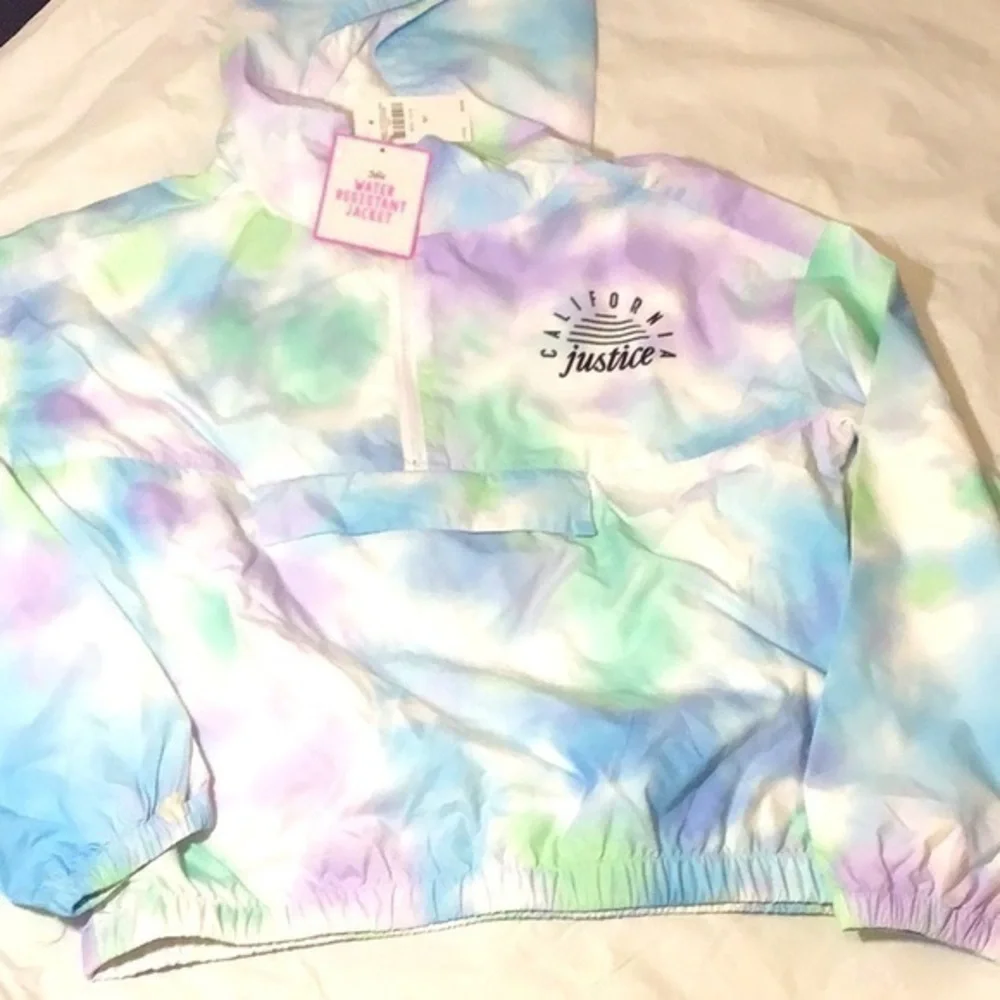 Justice Tie-Die Design Water Resistant Windbreaker Jacket